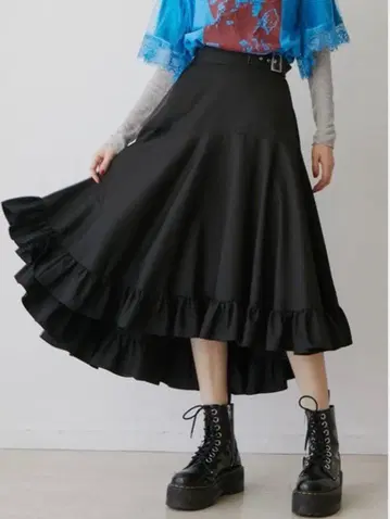 jouetie 체크 프릴 롱 스커트