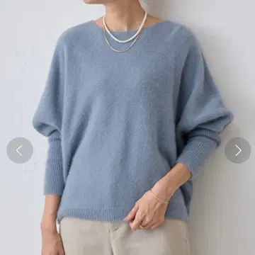 비어즐리 울 FOX 돌먼 니트 샤기 니트 블루