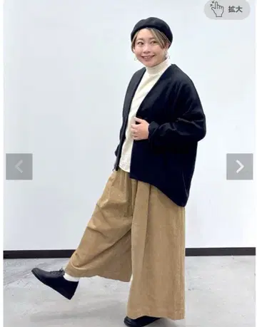 hagumu 코듀로이 와이드 팬츠 브라운