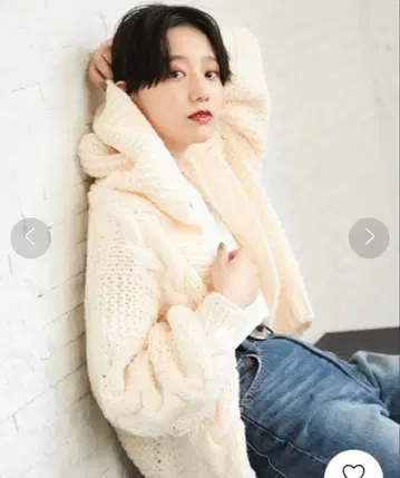 [ 새상품 ] 페이지 보이 핸드 니트 후드 가디건 손뜨개질 큼직하게