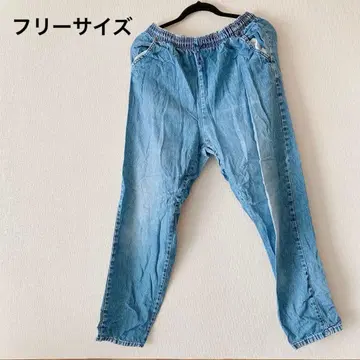 라이트 블루 데님 팬츠 [ 프리 사이즈 ] 여성 중고 의류