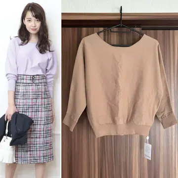 새상품 저스길리티 전후 2WAY 돌먼 니트 카멜