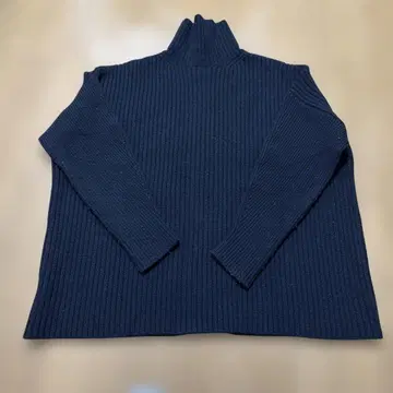 CLANE 블랙 하이넥 리브 스웨터