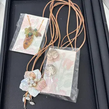 진주 조개 꽃 모티브 목걸이 귀걸이 세트