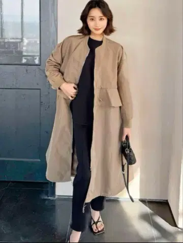 인기 BirthdayBash 프릴 점퍼 베이지 롱 코트 드로스트