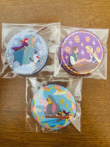디즈니 자수 캔뱃지 겨울왕국 라푼젤 덤보 3세트