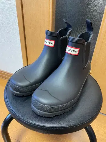 HUNTER 블랙 레인 슈즈 숏부츠