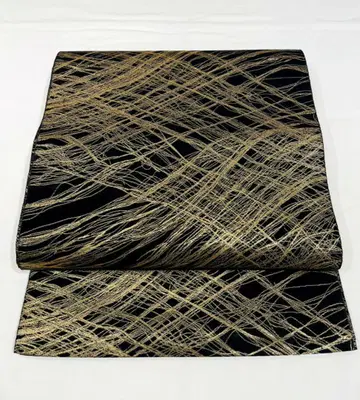 [ 연말연시 이벤트용 ] 순수 실크 전통 블랙 골드 후쿠로 오비