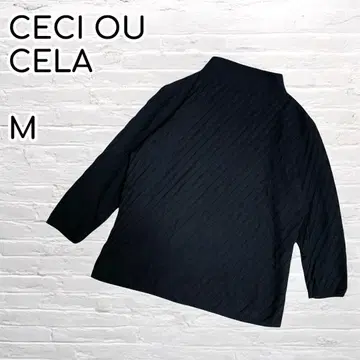 CECI OU CELA 하이넥 리브 니트 7부 소매 실크 혼방 일본제