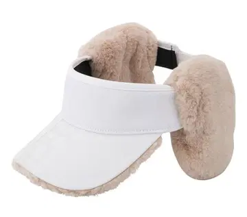 데상트 귀도리 포함 화이트 바이저