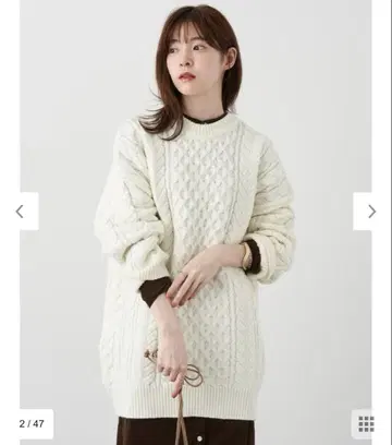 [ 새상품 ] 어스 뮤직&에코로 케이블 빅 니트 풀오버