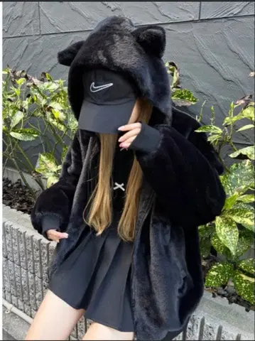 PHILLY 캣 인조 모피 블루종