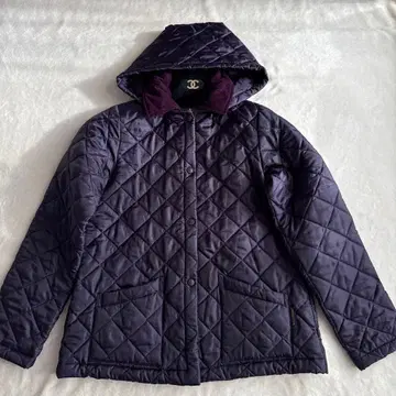 새상품급 라벤햄 퀼팅 자켓 코트 퍼플 42 후드 부착