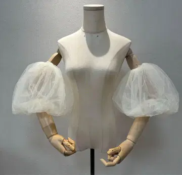 웨딩 드레스 튤 퍼프 슬리브 부착 소매