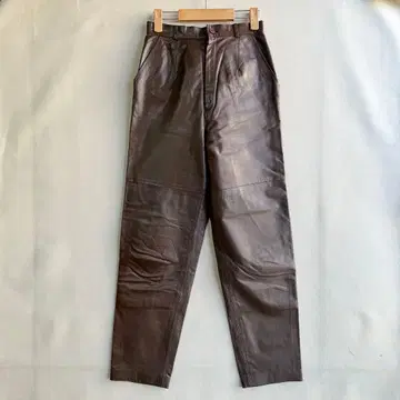 새상품급 구제 의류 JHAJHA 여성용 가죽 팬츠 브라운 11 테이퍼드