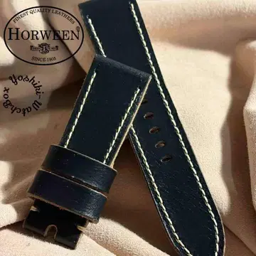 hor-240 크롬 엑셀 가죽 블랙 시계 벨트 러그 폭 24mm