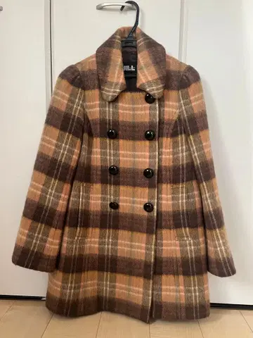 JILL by JILLSTUART 체크 무늬 여성용 울 코트 S 사이즈