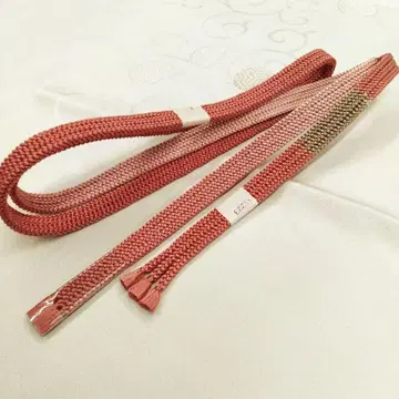 고급 허리띠 코랄 그라데이션 베이지 순수 실크 변형 술 장식 #1199