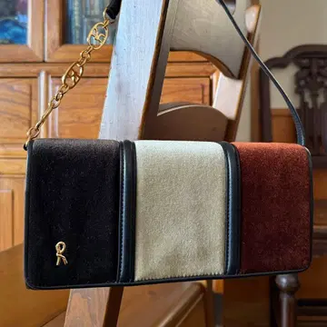 빈티지 로베르타 디 카메리노 핸드백 파티백 소가죽 벨벳 깔끔함