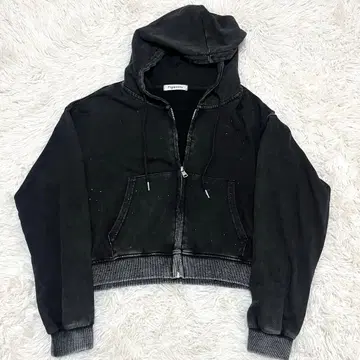 Figments 글리터 ZIP 후드티 라메 스톤 숏 기장