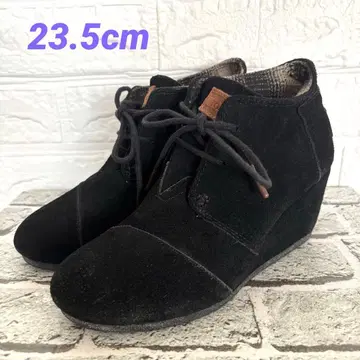 TOMS 톰스 블랙 스웨이드 웨지 부티 W6.5(23.5cm)