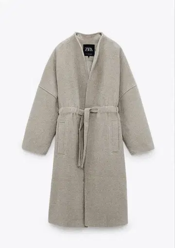 미사용 ZARA 울 혼방 노카라 롱 코트