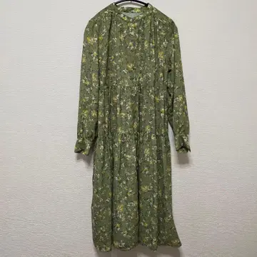 코히나 꽃무늬 그린 셔츠 원피스