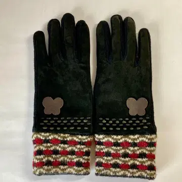 ANNA SUI 장갑 스웨이드 x 니트 나비 로고 미사용급