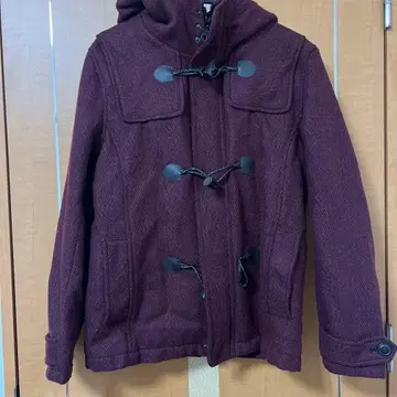 버건디 더플 코트 울 혼방