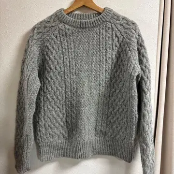 BEAMS BOY 그레이 케이블 니트 스웨터 아란 니트