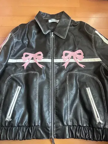 DIDDI MODA 핑크 블랙 가죽 자켓