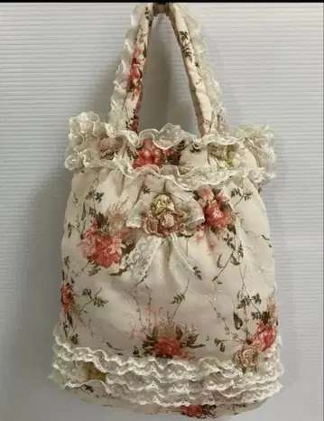 사에라 아키아카네 플라워 프린트 프릴 토트백