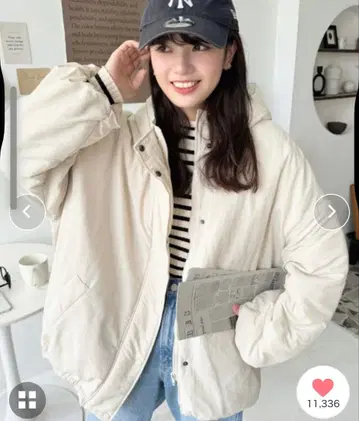 바스락 나일론 안감 퀼트 몬스터 파카 자켓 아이보리/M