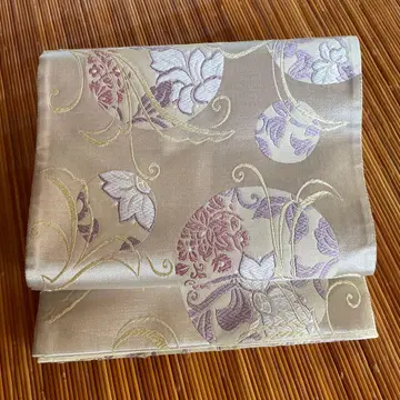 고급스러운 꽃무늬 실크 터치 자수 후쿠로 오비