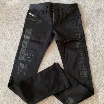 블랙 프린트 디자인 캐주얼 팬츠 78/Ft.