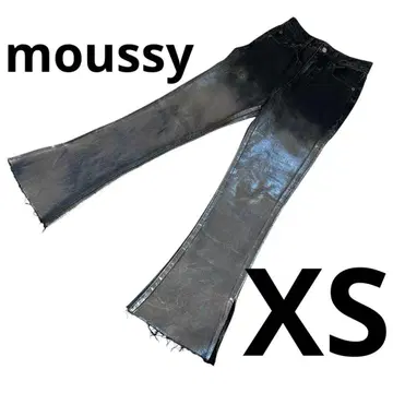 완판템 moussy FOIL PRINT SLIM FLARE 블랙 데님