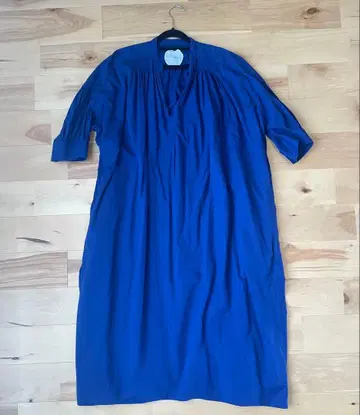 Pheeta 피타 블루 롱 원피스 7부 소매