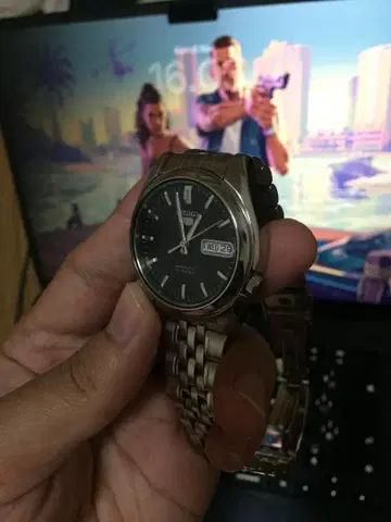 세이코 5 자동 와인딩 손목시계 블랙