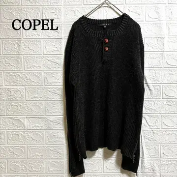 COPEL 스웨터 블랙 버튼 헨리넥