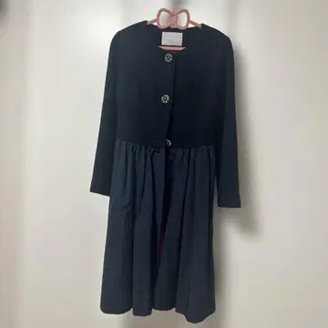 네이비 플레어 실루엣 롱 코트