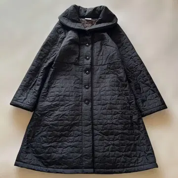 새상품급 호코모모라 보아 퀼팅 롱 코트 블랙