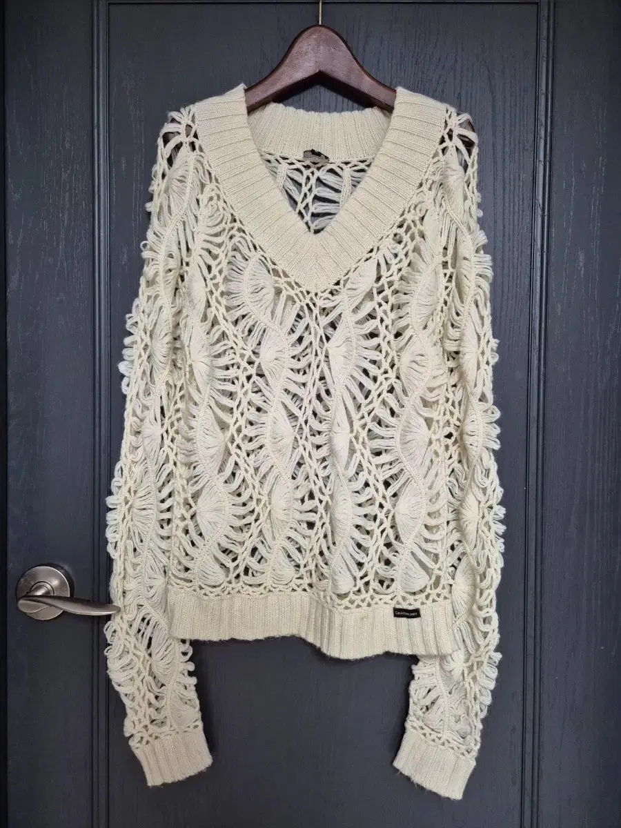 Calvin Klein Ivory Crochet Knit