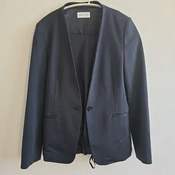 PLST 네이비 노카라 자켓 셋업