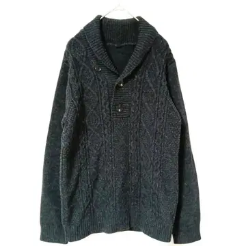 다크 그레이 케이블 니트 스웨터 남성용 M 사이즈