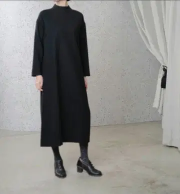 evam eva 멜톤 울 캐시미어 롱 원피스 모크넥