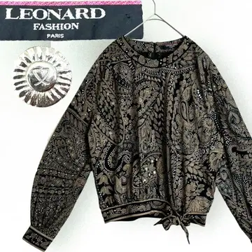 인기 디자인 레오나르 블라우스 플라워 프린트 실버 프린트 M