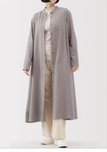 무인양품 양면 기모 플란넬 스탠드 카라 긴팔 원피스 베이지 XL