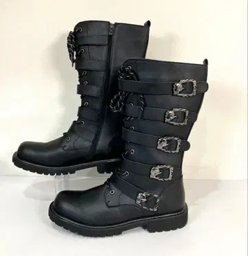 y2k 00s 스컬 5연 벨트 롱 부츠 사이드 지퍼 펑크 48
