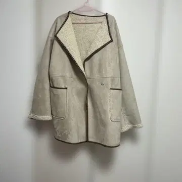 베이지 노카라 자켓 스웨이드풍