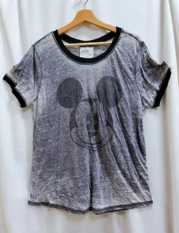 구제 의류 미키마우스 프린트 반팔 T셔츠 XL 그레이
